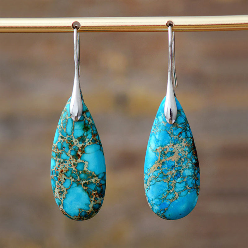 Venta al por mayor Pendientes Emperador Piedra Bohemia Gota Colgante Popular OLY-ES-LZ002